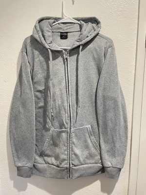 Hype For Men Full Zip Hooded Sweatshirt Heather Gray Small