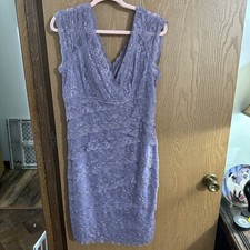 Marina Lace And Sequin Cocktail Evening Dress V-neck Size 16