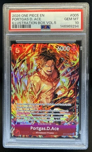 2026 One Piece EN Portgas D. Ace Illustration Box Volume 5 #ST15-005 PSA 10 Gem