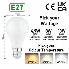 LED GLS LIGHT BULBS 40w 60w 100w WARM/COOL WHITE BC/B22 ES/E27 Bayonet Daylight