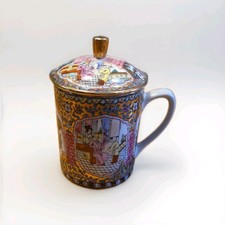 Chinesische Tasse mit Deckel  Hand bemalt