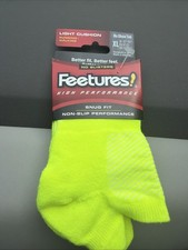 Feetures Light Cushion No Show Tab Running/walking Socks XL High Viz Green
