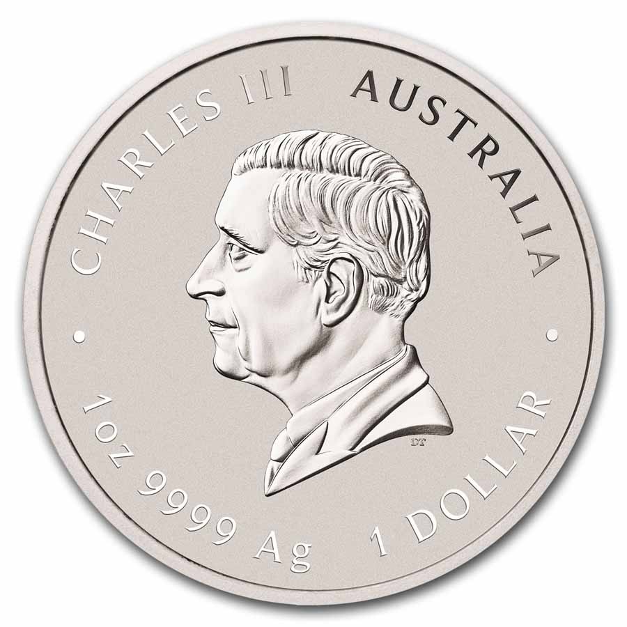 2024 AUS 1 oz Silver Four Guardians Colorized BU Cap, Blue Dragon