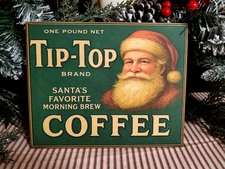 AWESOME OLD PRIMITIVE RETRO VINTAGE STORE STYLE CHRISTMAS SANTA COFFEE SIGN