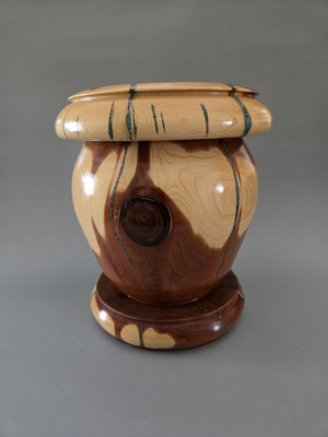 #ad #ad Large Hand Turned Splattered Aspen Vase With Turquoise Inlay 9¼quot; High × 8quot; Wide $125.00