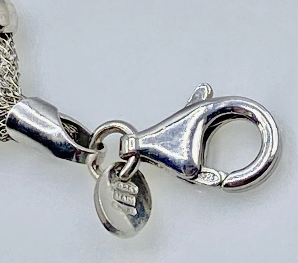Elegante Brazalete Italiano de Malla de Plata 925 con Cuentas Facetadas 7” Ross Simons Lote 349 Foto 2 de 4