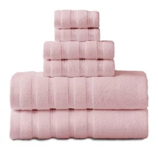 Hitime 100% Cotton  Absorbent Bath Towel Sets of 6 Pieces Hand Towels Washcloths