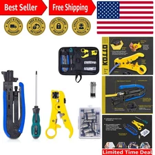 Professional KOTTO Coax Cable Crimping Tool Set with Stripper and Storage Bag