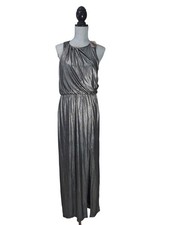 Forever 21 Maxi Dress Womens L Silver Black Metallic Cocktail Party Event Cruise