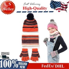 Winter Kids Knitted Hat Scarf Gloves 3Pcs Boys Girls Winter Warm Beanie Hat