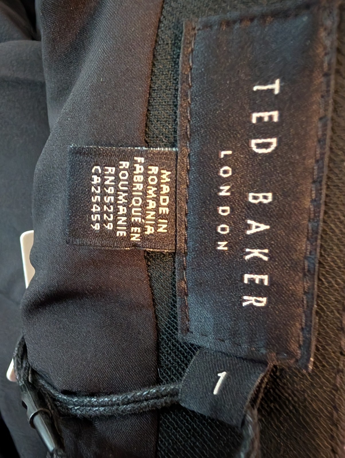 Ted Baker Fleurrr Square Neck Midi Black Dress Peplum Size 1 US 2 Minimalist 