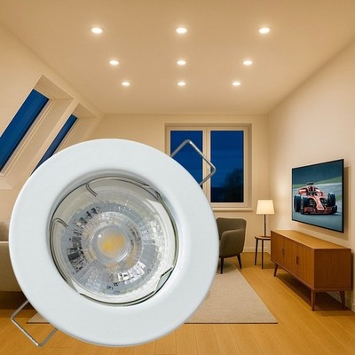 2 Stück LED Einbaustrahler Tim / Starr / 5W / 230V / Loch 55 bis 60mm / Ø = 80mm