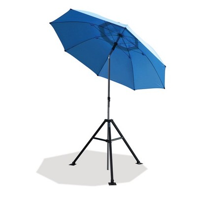 Black Stallion UB250 Core Flame-Resistant Industrial Umbrella, Blue & Stand Set