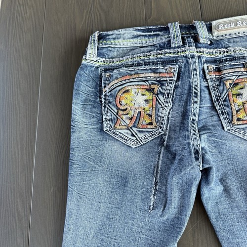 Rock Revival Jeans Womens 27x30 Burma Bootcut Blue Embellished Stretch Denim - Picture 6 of 23