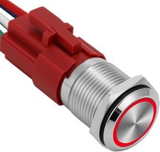 16mm Latching Push Button Switch 12V DC On Off Stainless Steel Shell Sel