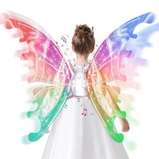 Electric Fairy Wings for Girls, Light Up Moving Butterfly Wings with LED Ligh...