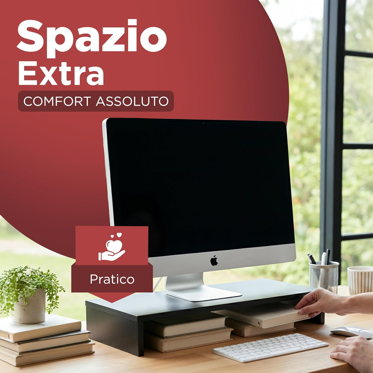 Supporto Monitor Scrivania in Legno – Rialzo PC E Laptop Ergonomico | Accessori foto 6