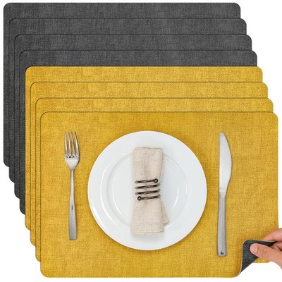 Myir JUN Placemats Dual Sided, Faux Leather Place Mats Set of 8 Indoor Placem...
