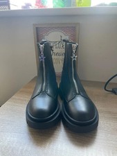 Matalan Girls Black Zip Front Chunky Boots Size UK 1 EU 33 New With Tags