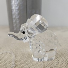 Swarovski Silver Crystal Elephant Small with Frosted Tail Original Box Retired
