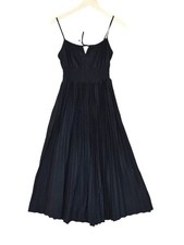 J.Crew Black Maxi Dress Smocked Waist Pleated Womens 2 Spaghetti Strap Pockets