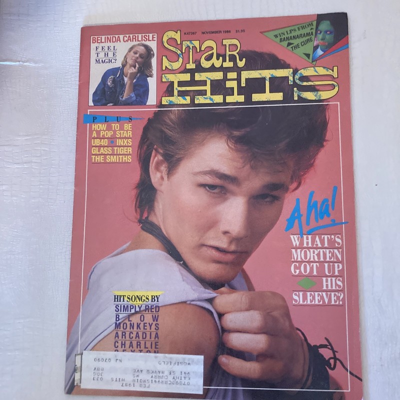 NOVEMBER 1986 STAR HITS teen music magazine - AHA - BELINDA CARLISLE - INXS