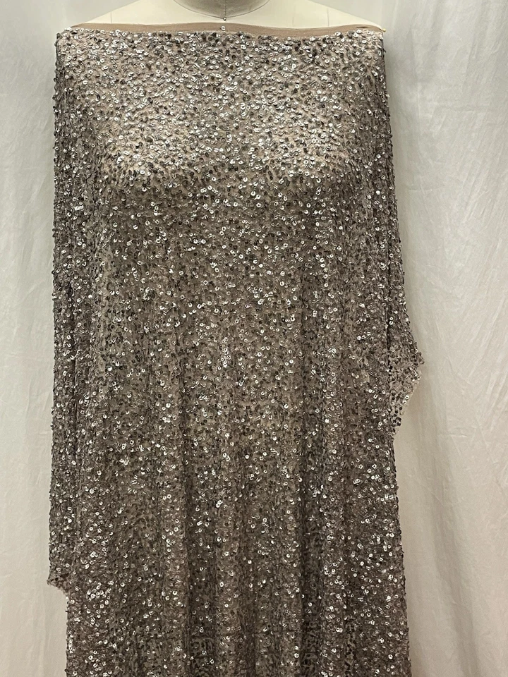 Stretchable Densely Sequin Silvery Gray Variable Type Sequin Fabric 1 Yard 48" W - Image 4 of 4