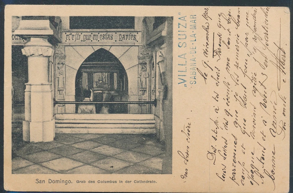 BV71017 Dominicana 1902 a Suiza postal fina usada - Imagen 2 de 2