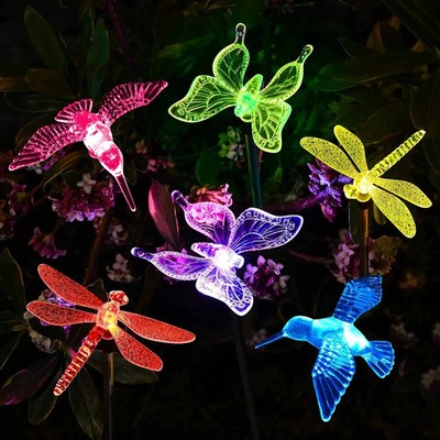 Durable Solar Butterfly Garden Lights - 6 Pack with Multi-Color LED Illumination