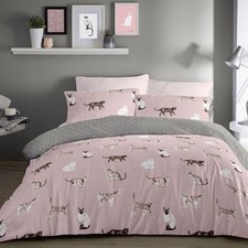 Fusion Cats Blush Reversible Duvet Cover Set Bedding Decorative Bedroom Linen UK