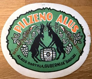 LITHUANIA VERY OLD BEER LABEL PRE YEAR 1936 GUBERNIJA BREWERY VERY RARE
