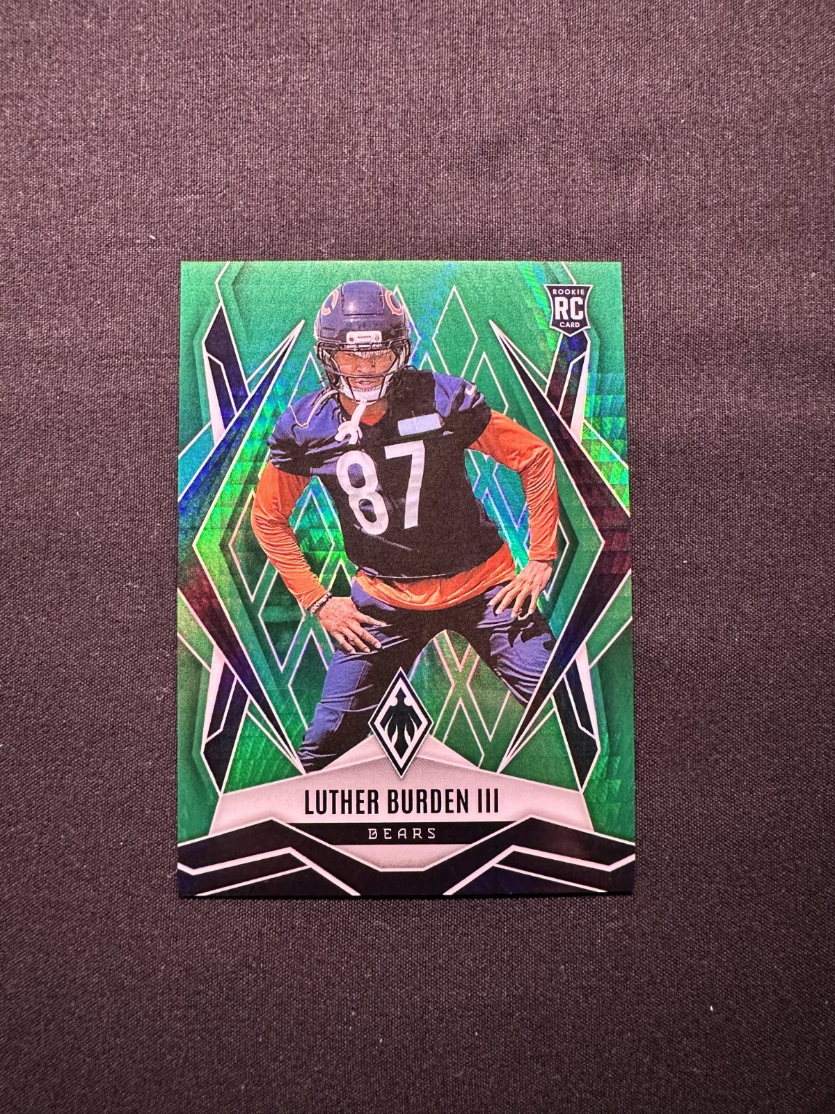 2025 Panini Phoenix Rookie Luther Burden 196 Green Hyper /149 (RC) Chicago Bears