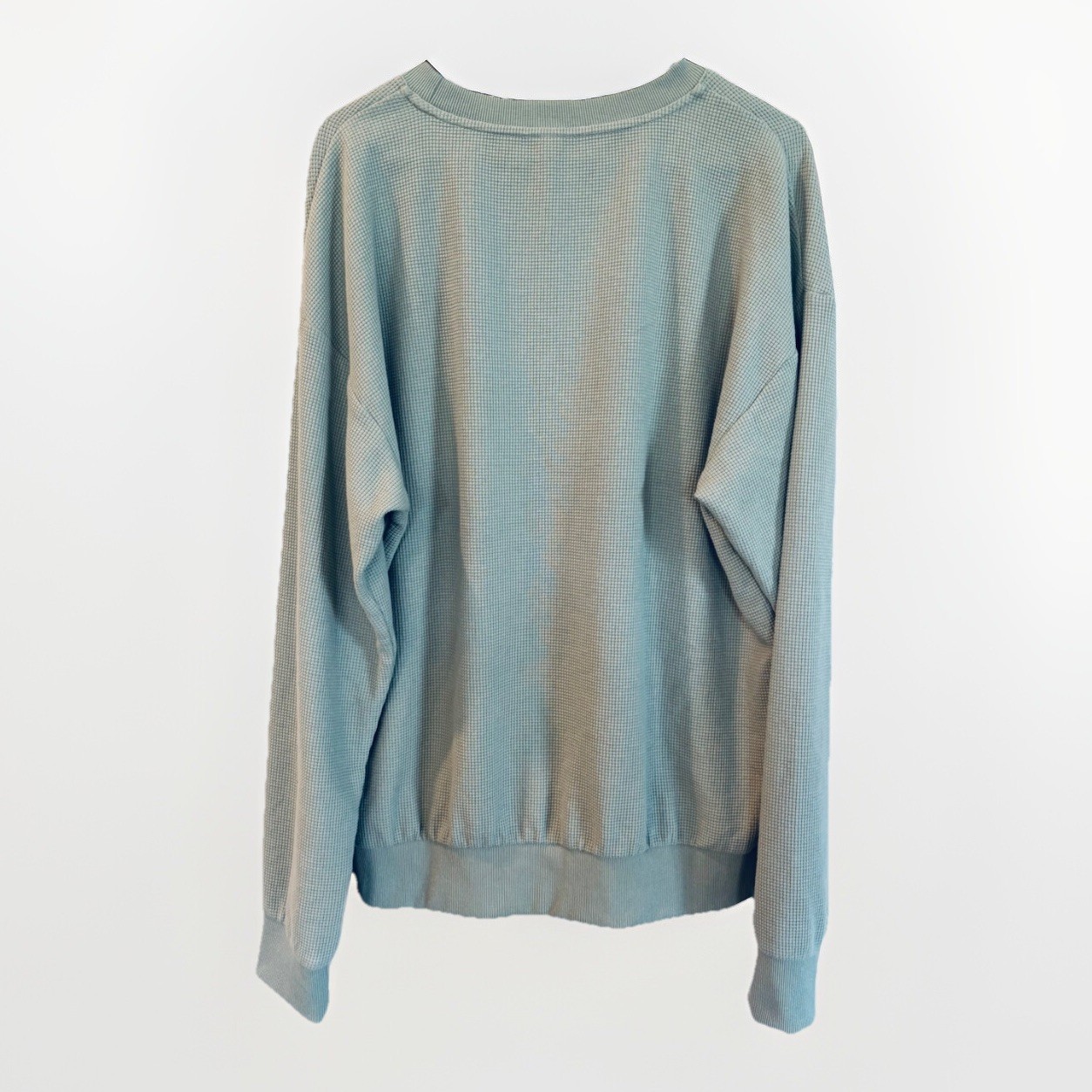 Comfrt Mens Green Waffle Knit Sweatshirt Top Size L Green Lightweight Thermal