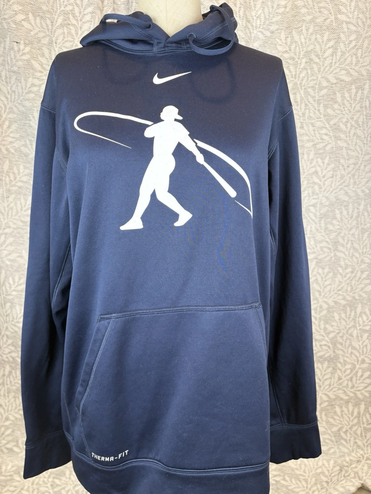 Men's Nike Swingman Therma-FIT Baseball Hoodie Pullover Navy Blue Size M