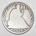 1854 O Seated Liberty Half Dollar *90% SILVER*  W / ARROWS  *AG - ABOUT GOOD* #2