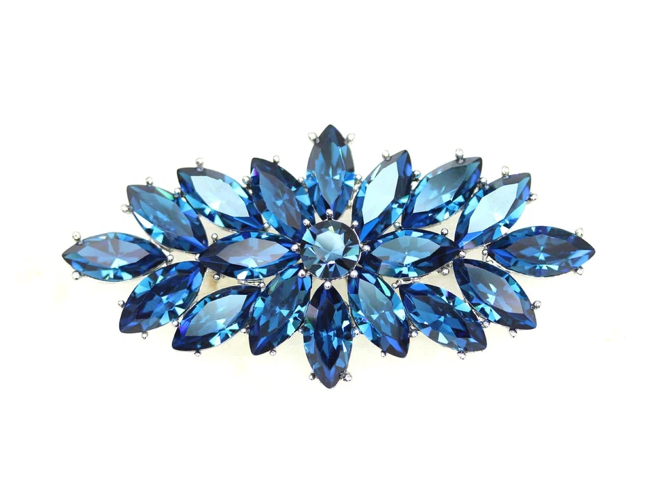 Marquise Big Pin Brooch Gorgeous Navy Blue Crystal - Navy Blue - Image 2 of 4