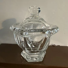 Baccarat Crystal Covered Candy Dish Bowl Lidded Vintage Clear Cut Made In France