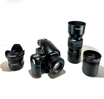 Mamiya 645 AFD Camera 4 Lenses + Leaf Digital Back Film Hybrid MINT and Tested