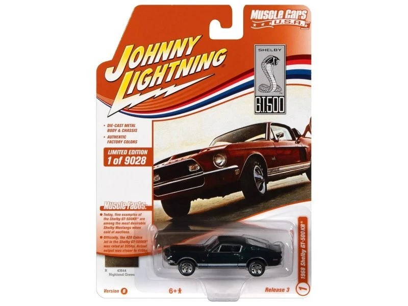 FORD Mustang SHELBY GT-500 KR - 1968 - highland green - Johnny Lightning 1:64 - Immagine 4 di 4