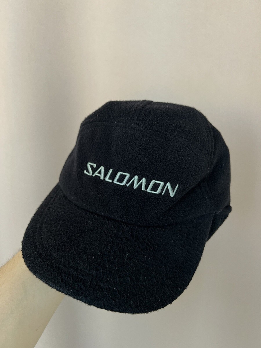 Salomon Fleece Trapper Peaked Hat Vintage Ear Flaps Cap Black