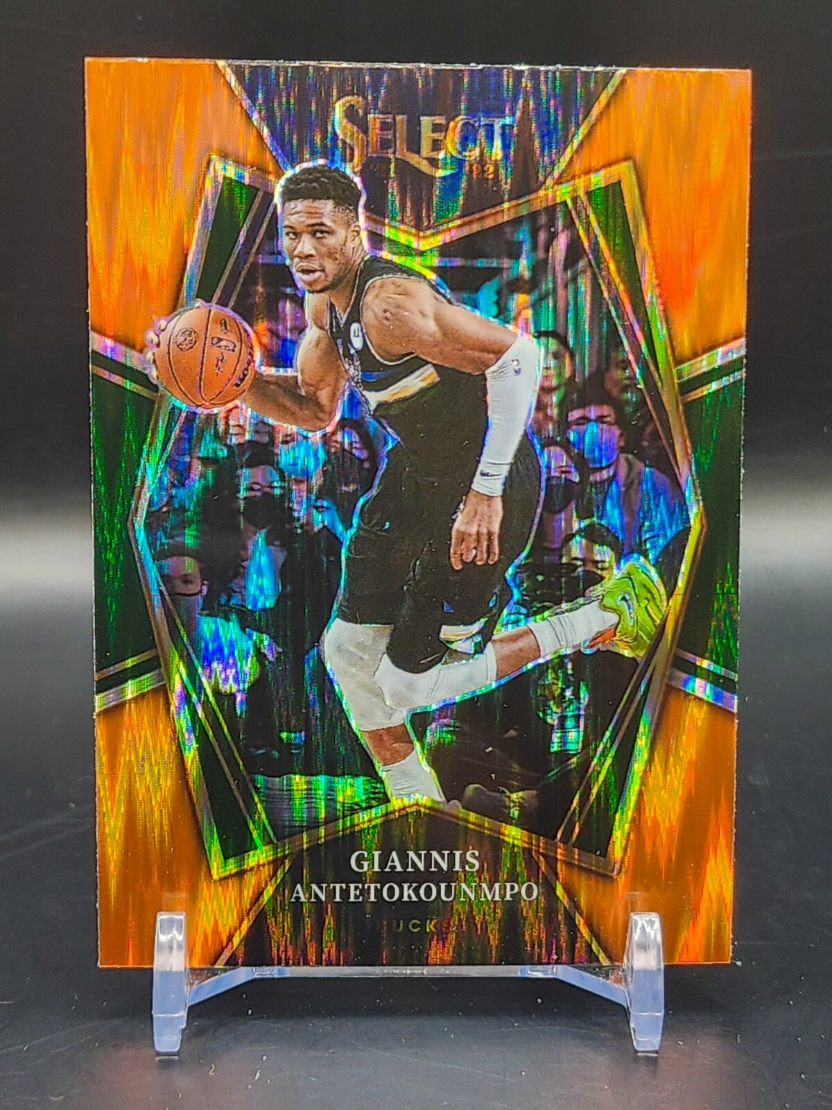 2021-22 Select Giannis Antetokounmpo Orange Flash Prizm #140 Bucks