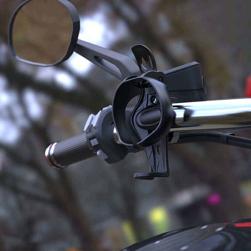 Motorcycle Beverage Water Bottle Drink Cup Holder Rack Black For 20-28mm Pipe - Image 2 of 4