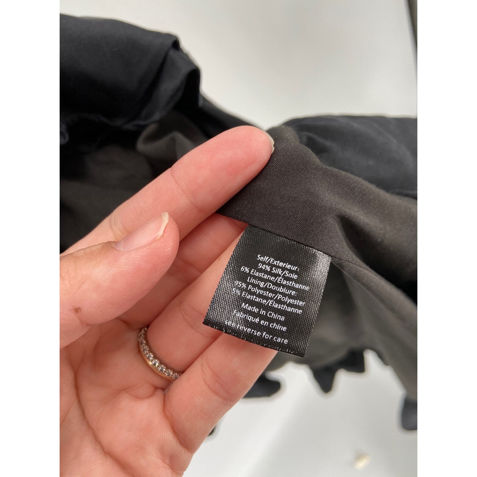 Caroline Constas Solid Black Satin Ruffled Sleeve… - image 8