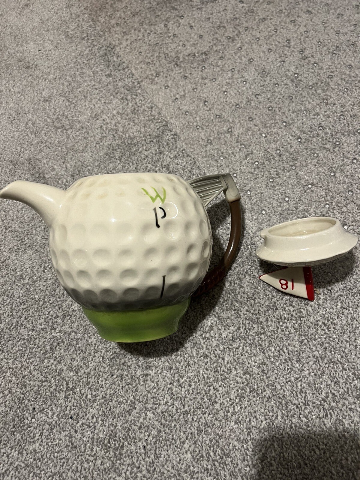 Lovely Vintage Wood Potters Of Burslem Golf Ball Teapot With 18 Hole