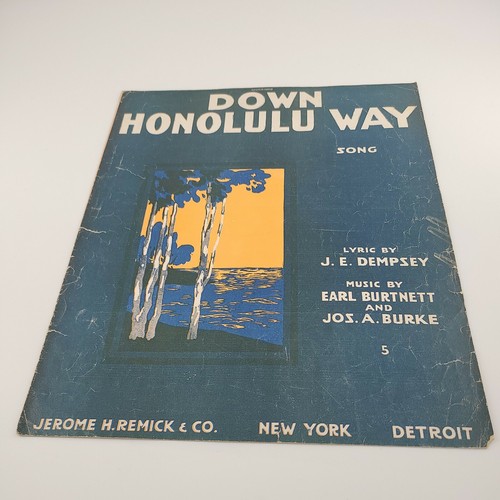 Down Honolulu Way Sheet Music Jerome H. Remick 1916