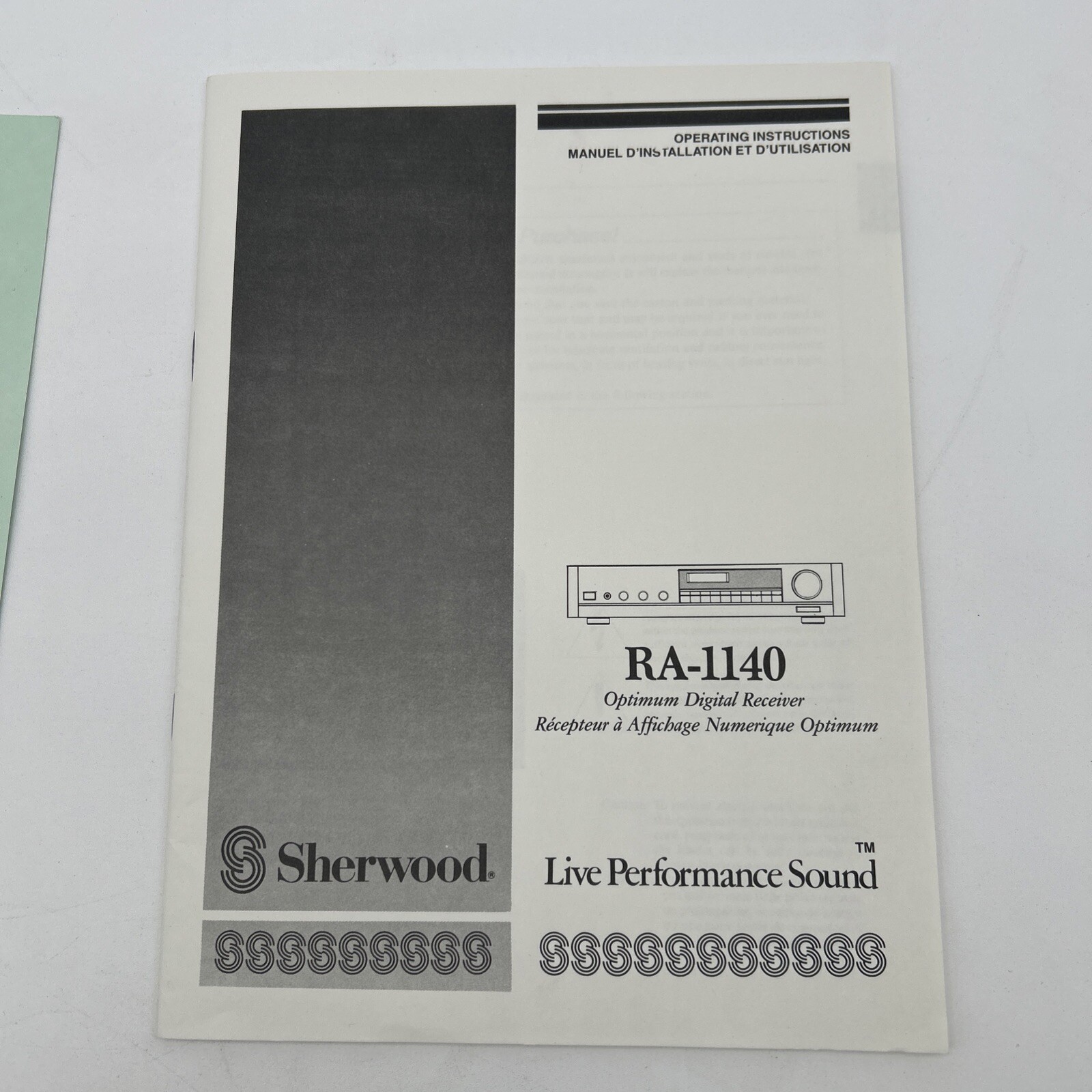 Sherwood RA-1140 Digital Receiver Operating Instructions 