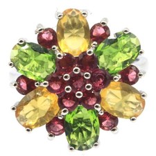 Buy 3 get 1 free Peridot Citrine Garnet Ladies Dating Silver Rings Sz 8