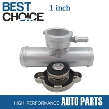 Performance 1" Hose Aluminum In-Line Radiator Hose Filler Neck With Cap Silver