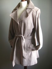 Long Elegant Leather Jacket 16 Tie Belt Soft Coat Wrap Suede Lakeland Drape