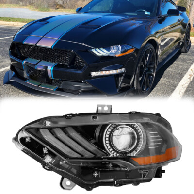 2018-2022 LED DRL Headlight For Ford Mustang Projector Headlamp Black Drive Side